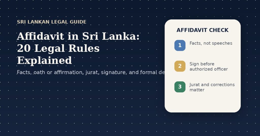 Affidavit in Sri Lanka guide with key legal checklist and sworn statement theme